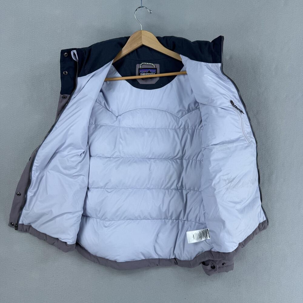 Patagonia Bivy Jacket Womens Large Purple Down Puffer Snap Front Western Yoke - Picture 12 of 14